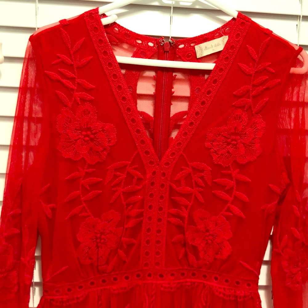 Gorgeous bright red embroidered dress